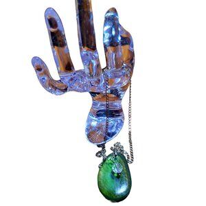 Opaque Glass Stone Chrystal Bead Pendant Chain Necklace